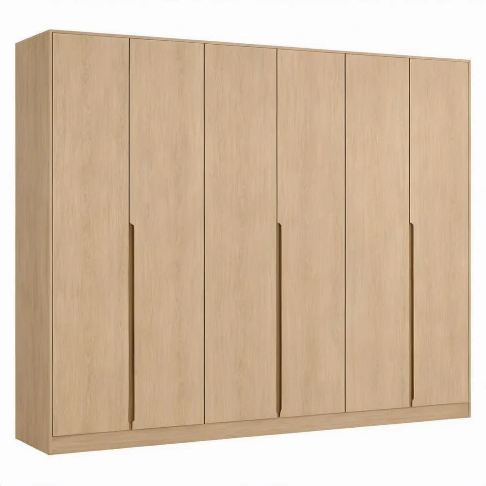 6-deurs kledingkast 270 x 60 x 220 cm licht eiken spaanplaat
