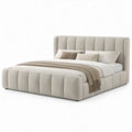 Gestoffeerd bed 180 x 200 cm met hoog hoofdbord, crème