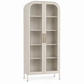 Crèmekleurige vitrinekast met 2 glazen deuren, 80 x 40 x 180 cm