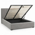 Gestoffeerd opbergbed 160 x 200 cm grijs met lattenbodem en gasveren