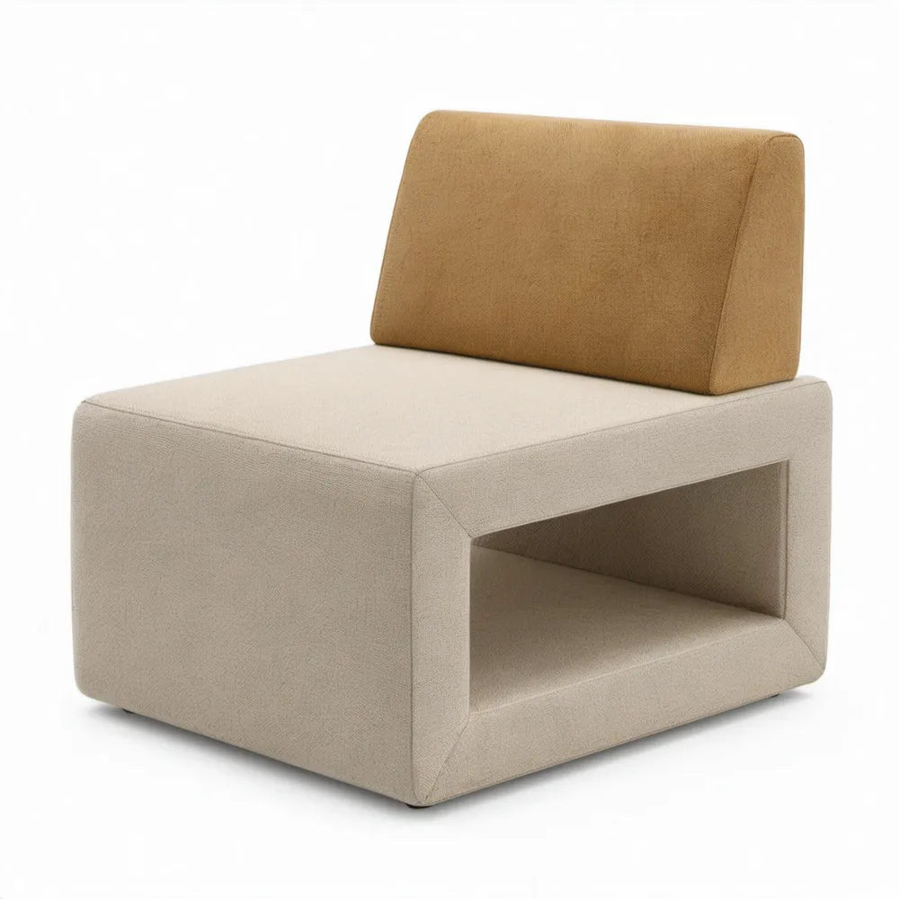 Loungefauteuil met open opbergvak en rugkussen 80 x 80 x 75 cm Beige/Bruin
